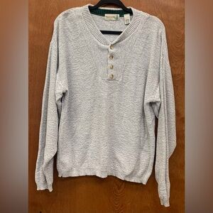 Fieldmaster Henley cotton men’s sweater gray/white size medium. Made in the USA.